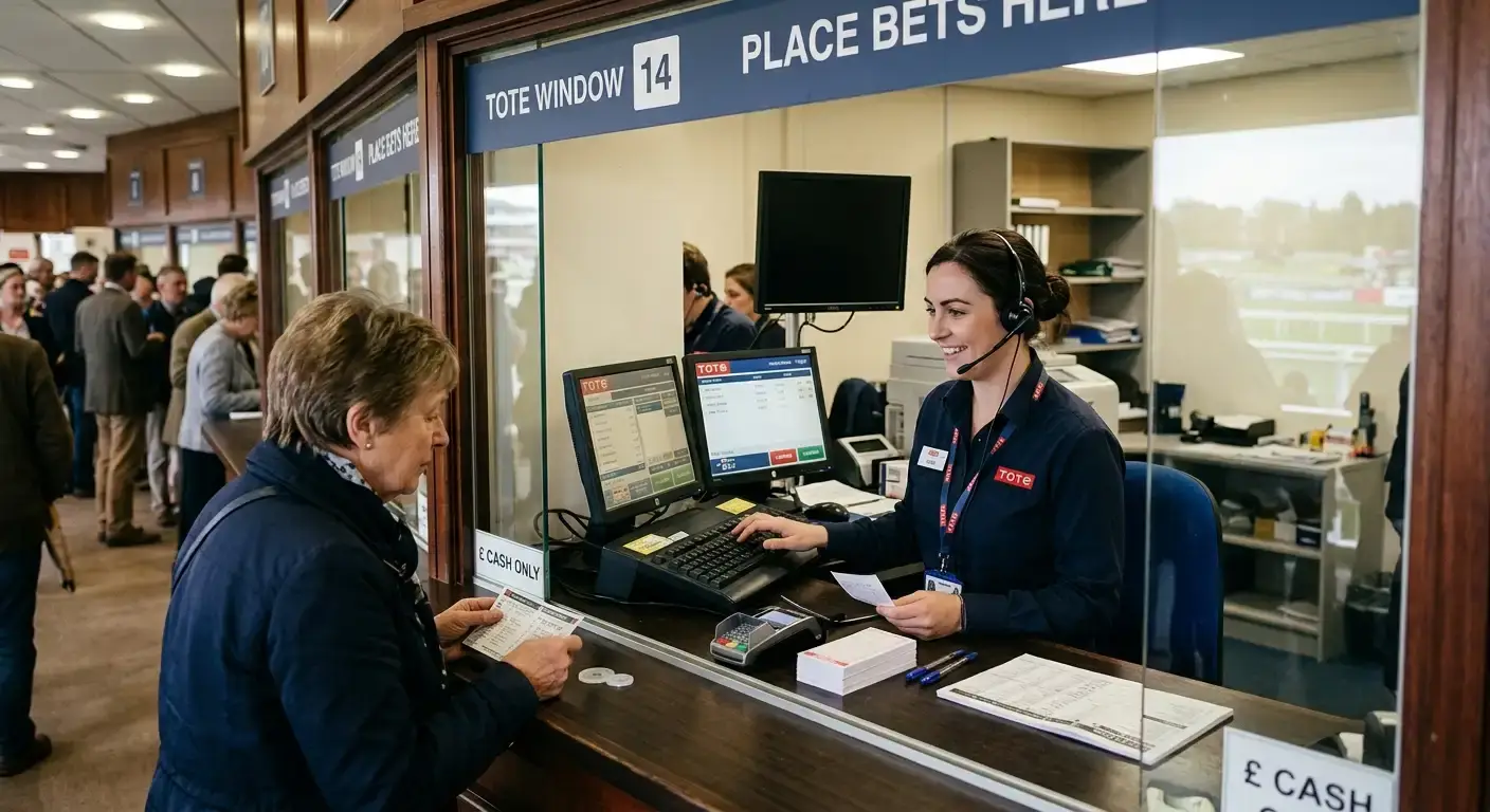 British Tote betting window at a UK racecourse