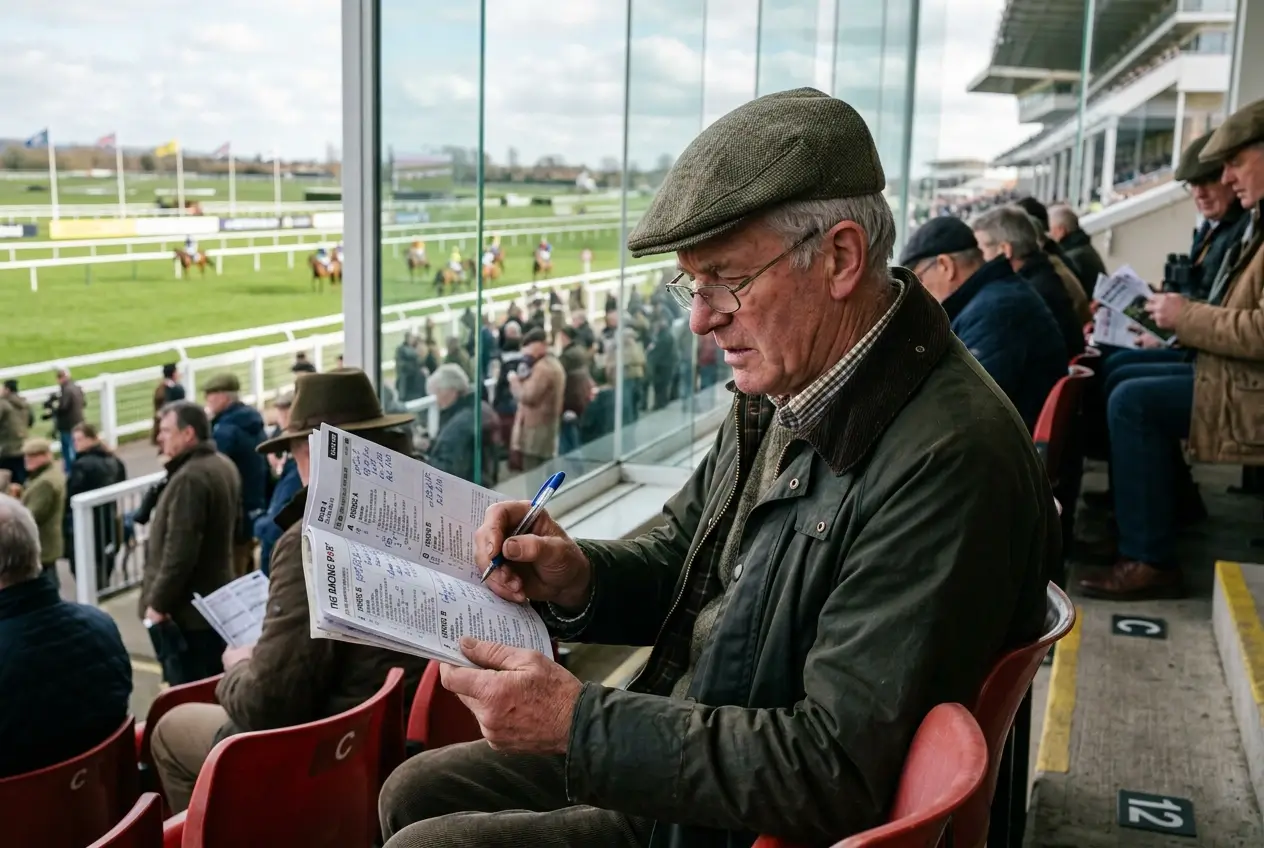 Cheltenham Festival race day crowd with Tote pool betting signs showing large guaranteed pool