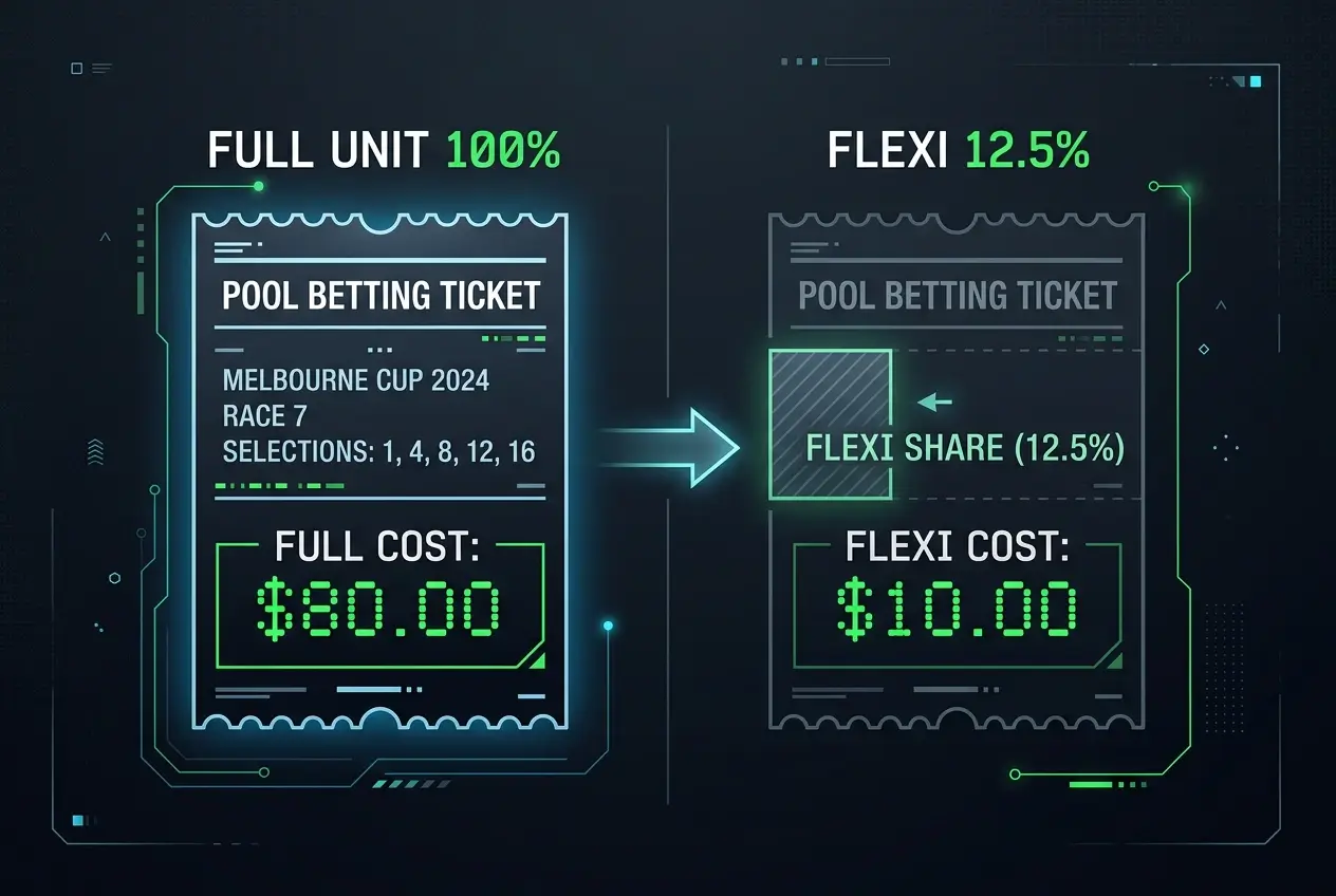 Diagram showing how a flexi percentage reduces cost while maintaining quaddie combination coverage