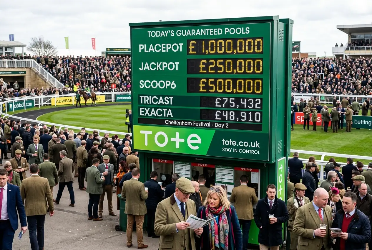 Placepot race card showing six legs at a UK meeting with place terms