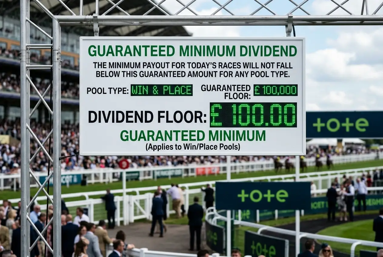 Pool seeding with guaranteed minimum dividend floor displayed at racecourse