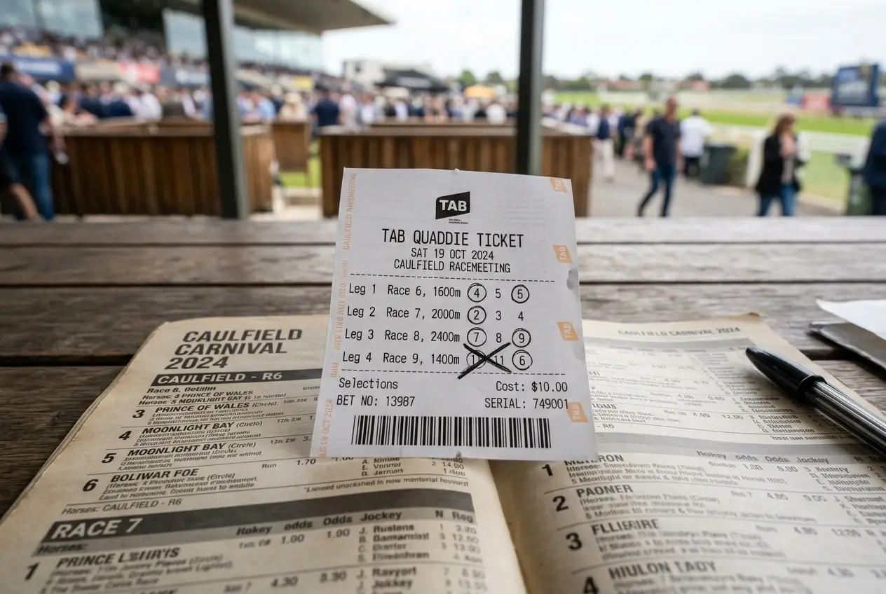 Quaddie consolation partial result ticket showing three correct selections