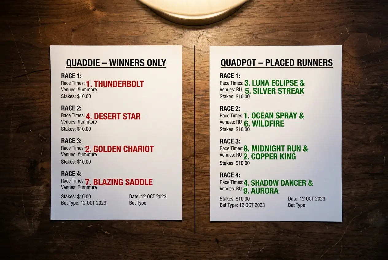 Quaddie vs Quadpot: How the Two Four-Leg Pool Bets Differ