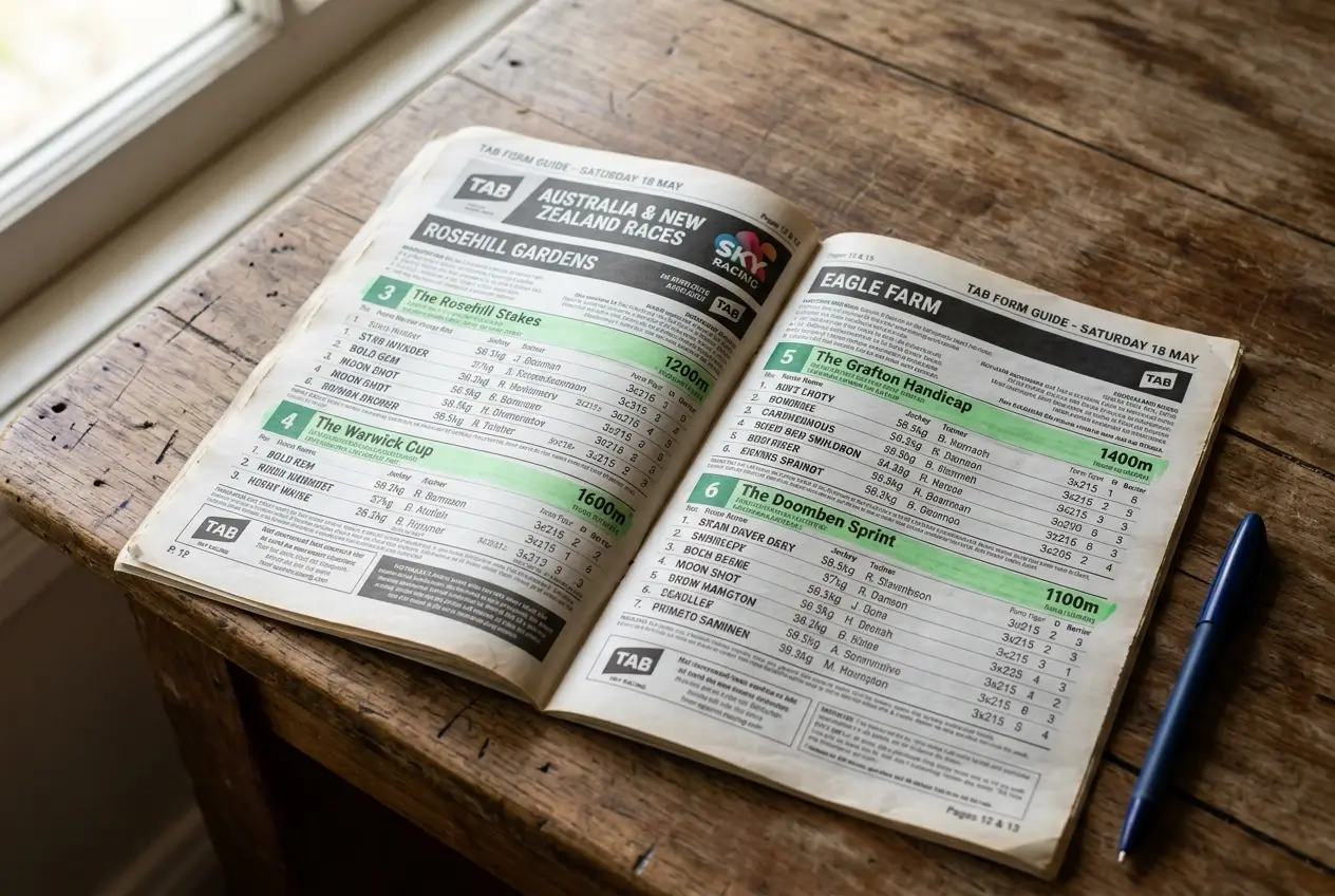 Australian TAB race form guide showing quadrella pool selection