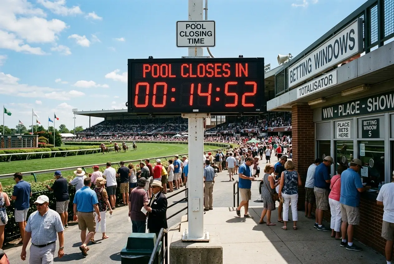 Racecourse Tote pool closing time clock before first race start