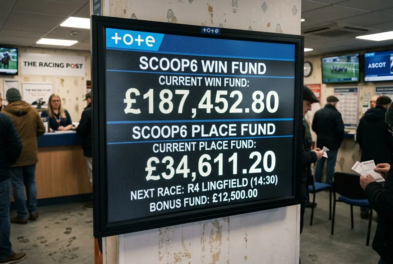 Scoop6 Win Fund and Place Fund amounts displayed at Tote betting outlet