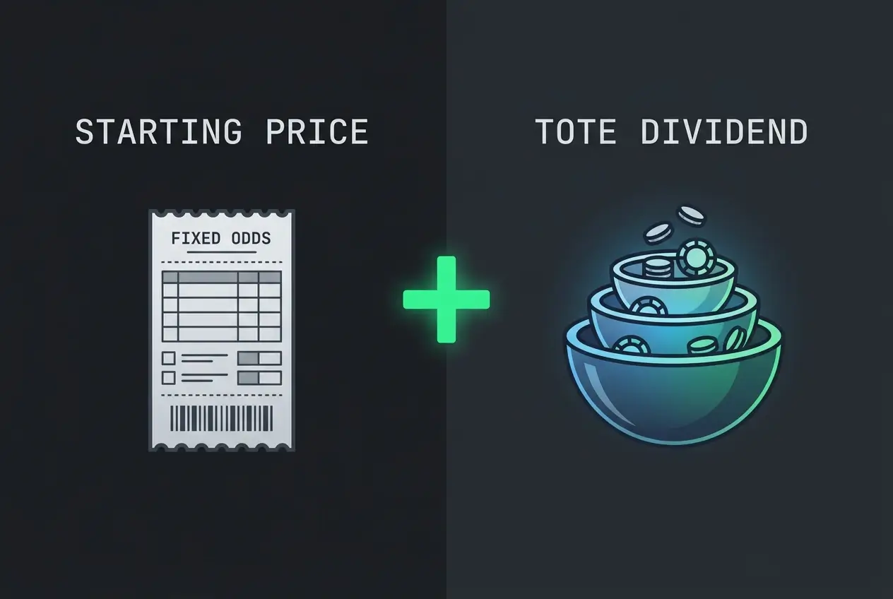 Side-by-side comparison showing how a Tote win dividend compares to the Starting Price on the same race