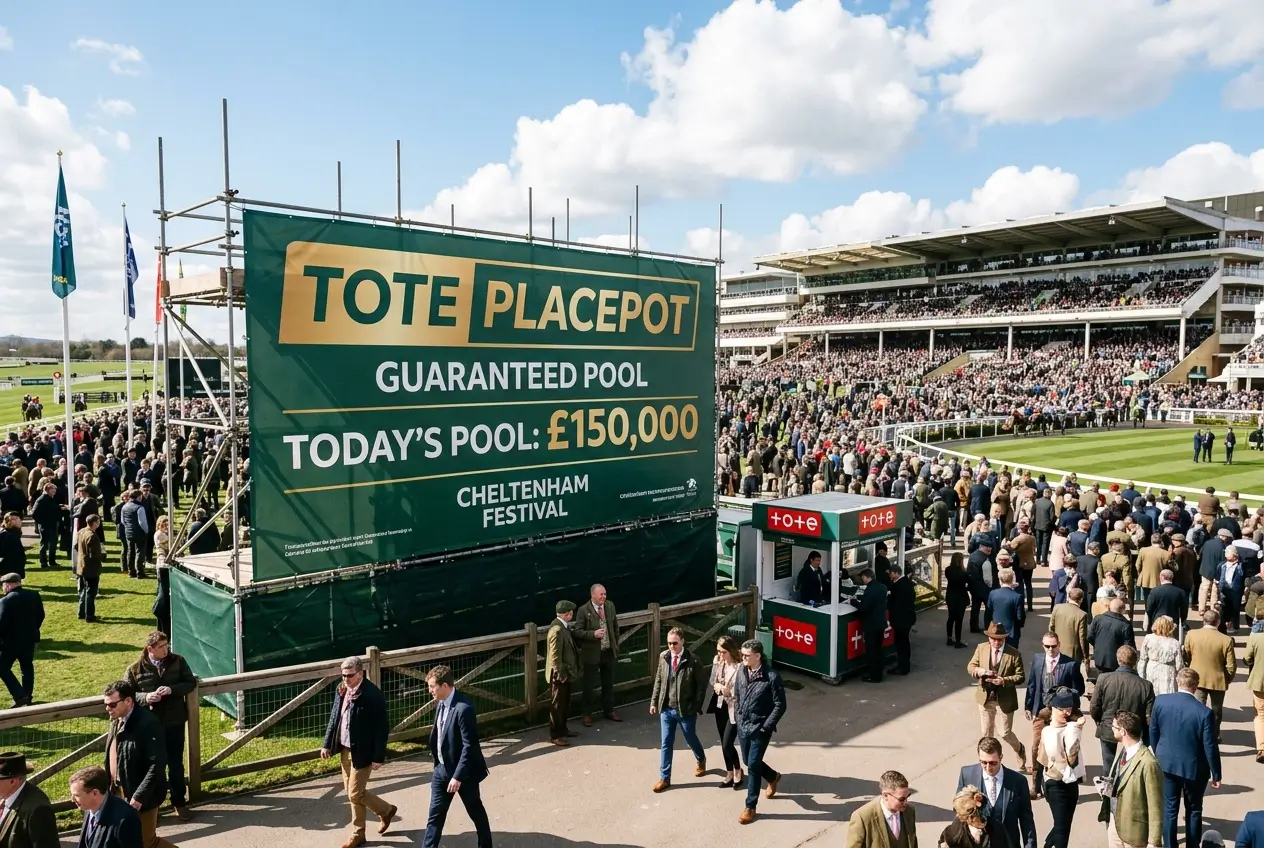 Tote Placepot guaranteed pool festival banner at Cheltenham racecourse